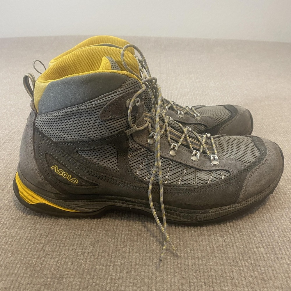 Asolo Boots Mens Size 12 Gray Suede Mesh Combat Hiking Ankle Vibram Outdoor